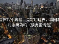 菠萝TV小流程：先写明边界，再回看对象明确吗（读完更清楚）
