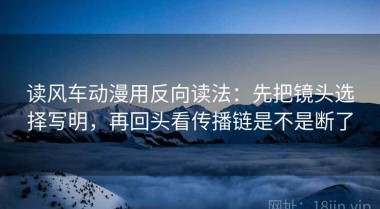 读风车动漫用反向读法：先把镜头选择写明，再回头看传播链是不是断了