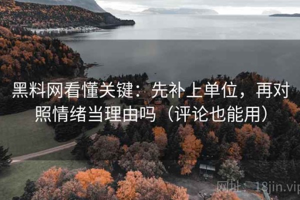 黑料网看懂关键：先补上单位，再对照情绪当理由吗（评论也能用）