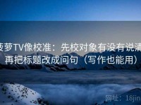 菠萝TV像校准：先校对象有没有说清，再把标题改成问句（写作也能用）